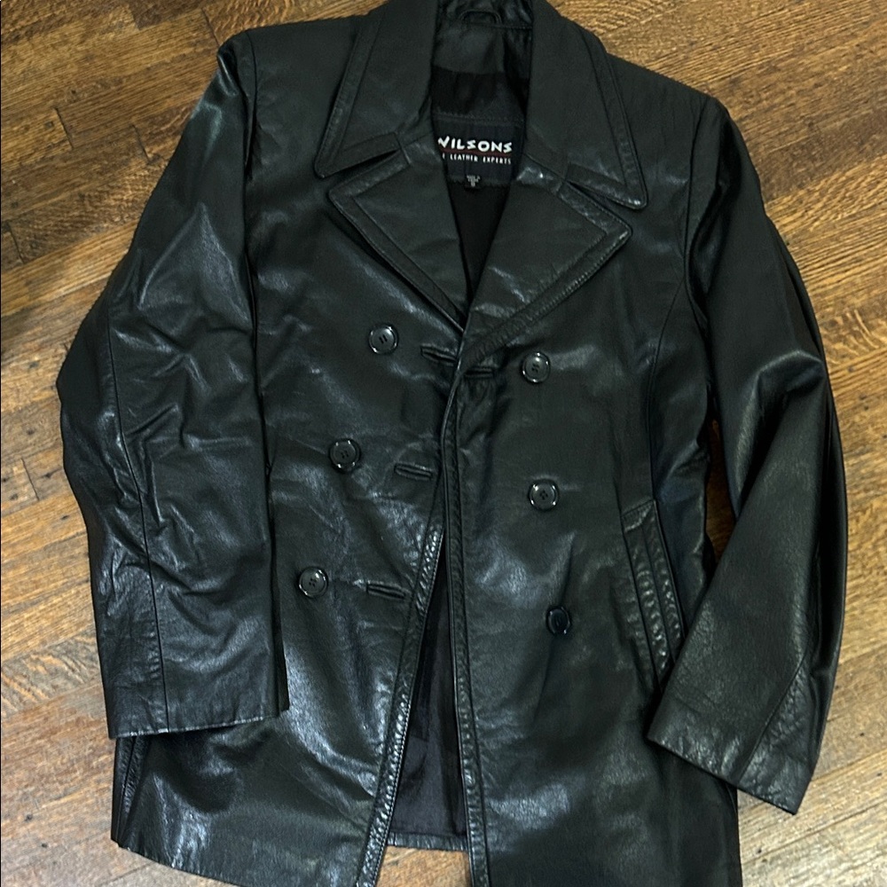 Wilson Black Double-Breasted Leather Coat -Jacket